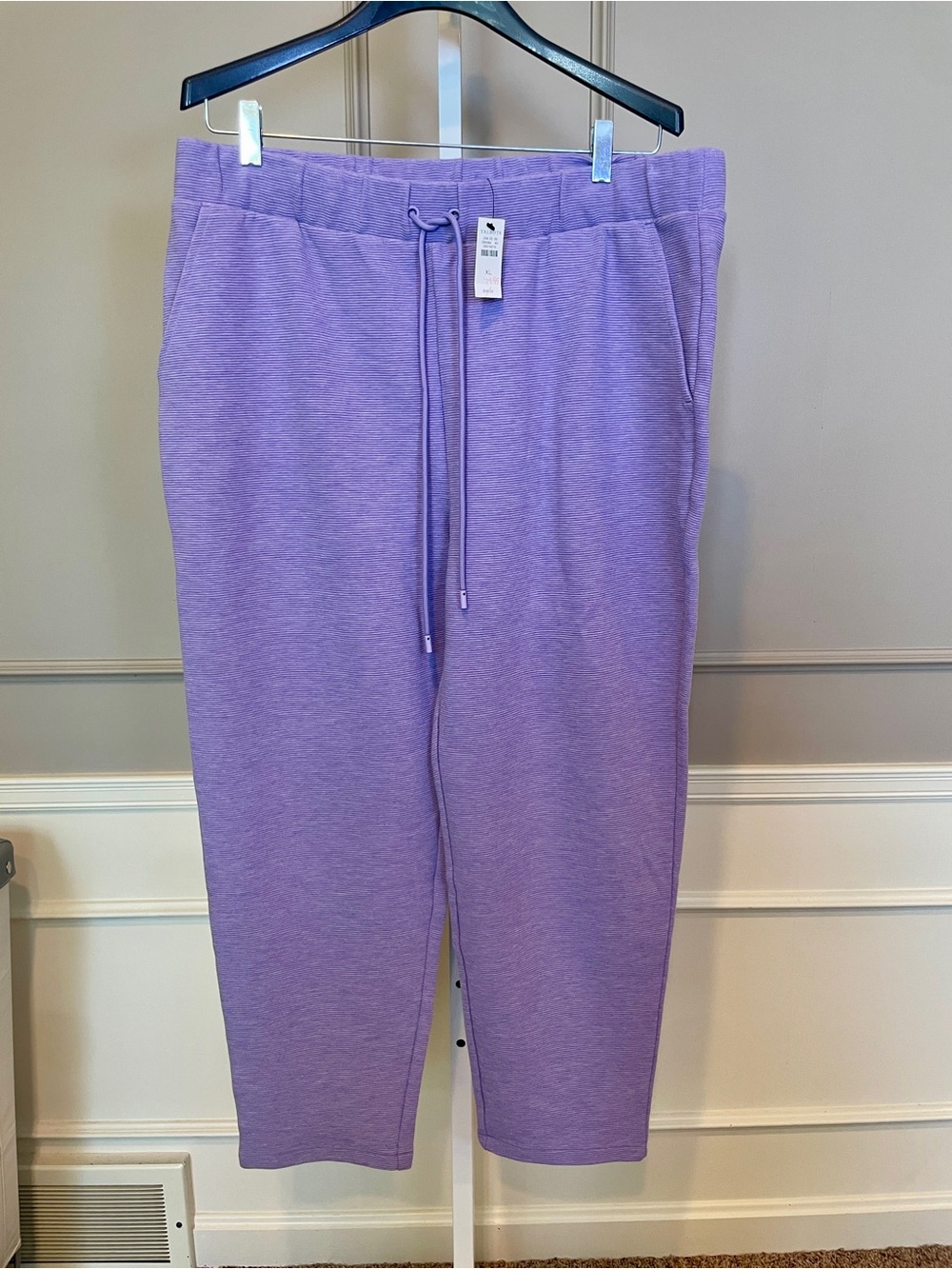 T by Talbots NEW XL Lilac Ribbed Wide Leg Jogger Casual Pants